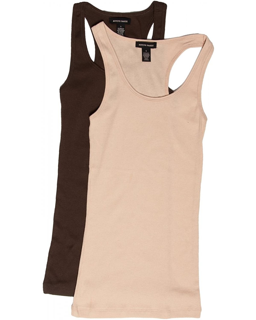 Active Basic Women's Ribbed Tank Top - 2pk Brown- Taupe - CZ11G0CM8SV $27.70 Camisoles & Tanks