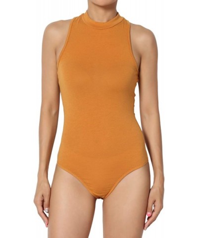 Basic Cotton/Span Scoop Neck Tank Bodysuit Sleeveless Leotard One-Piece - 42 Mustard - C218XQ83WR3 $18.48 Shapewear