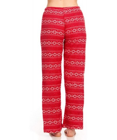 Women's Super-Soft Plush Fleece Pajama Bottoms/Printed Lounge Pants - Red White Stars - CV18N8YL8EW $19.23 Bottoms