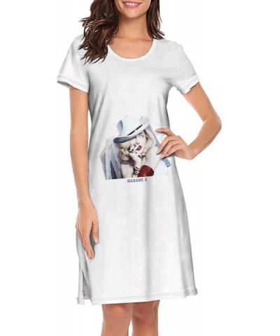 The-Queen-of-Pop-Madonna- Sexy Nightgowns Long Nightdress Sleepshirts Sleepwear for Women Girls - White-389 - CB19DEED594 $58...