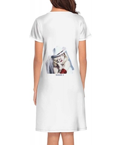 The-Queen-of-Pop-Madonna- Sexy Nightgowns Long Nightdress Sleepshirts Sleepwear for Women Girls - White-389 - CB19DEED594 $58...