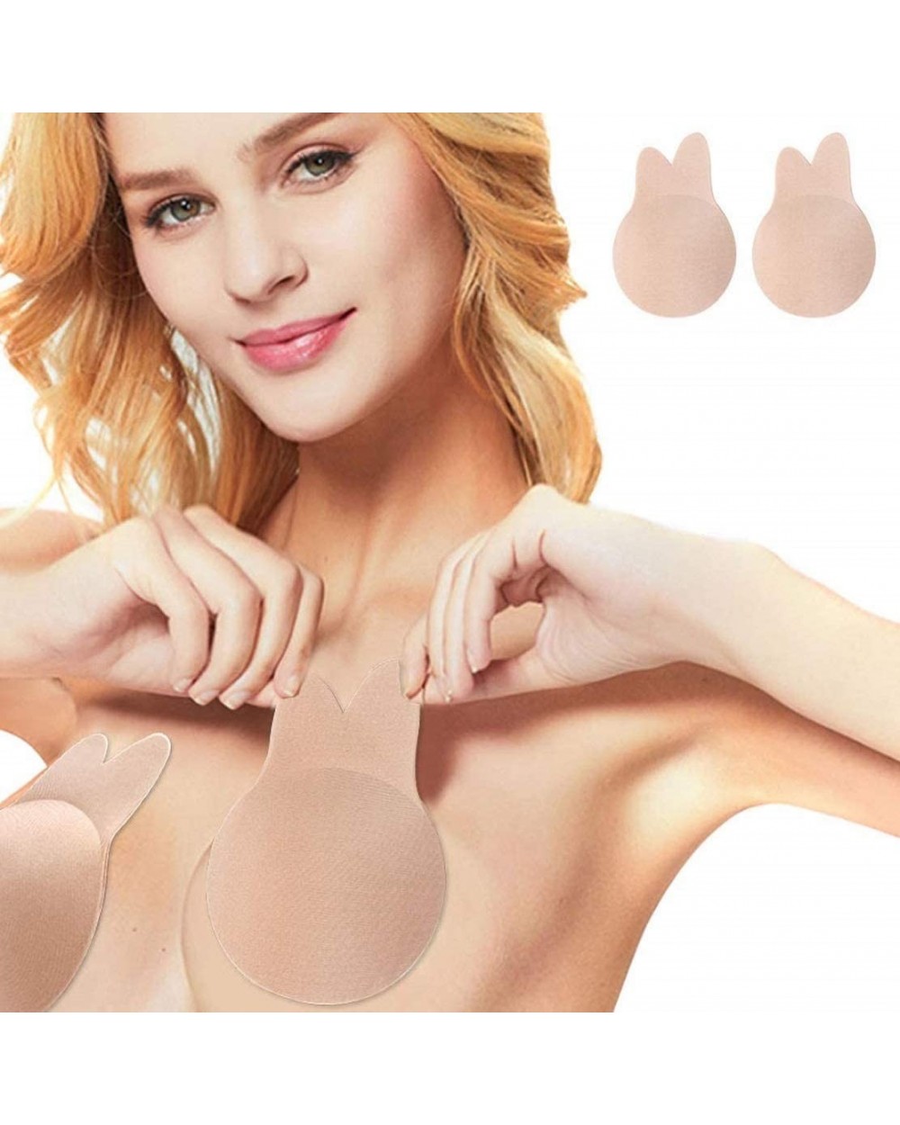 Latest Rabbit Strapless Backless Bra Lift Nipplecovers Adhesive Bra Sticky Pasties Beige - CD18RNCY86E $26.36 Accessories