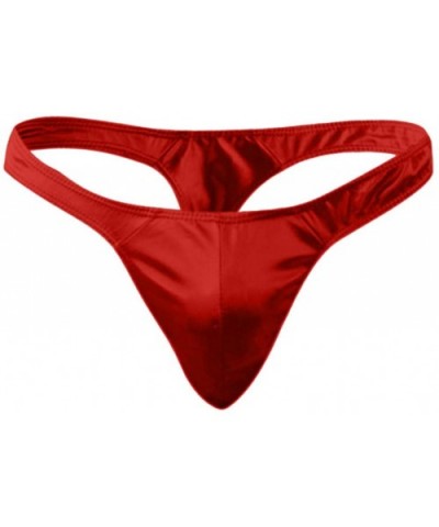 Sexy Underwear Mens Thong Briefs Comfortable Underwear Panties Sexy Satin - Red - C518ZENSRHL $13.45 G-Strings & Thongs