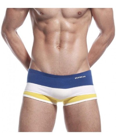 Men's Underwear Soft Breathable Color Stripe Cotton Boxer Underpants - Blue - CB18H9G2X2Y $14.64 Boxer Briefs