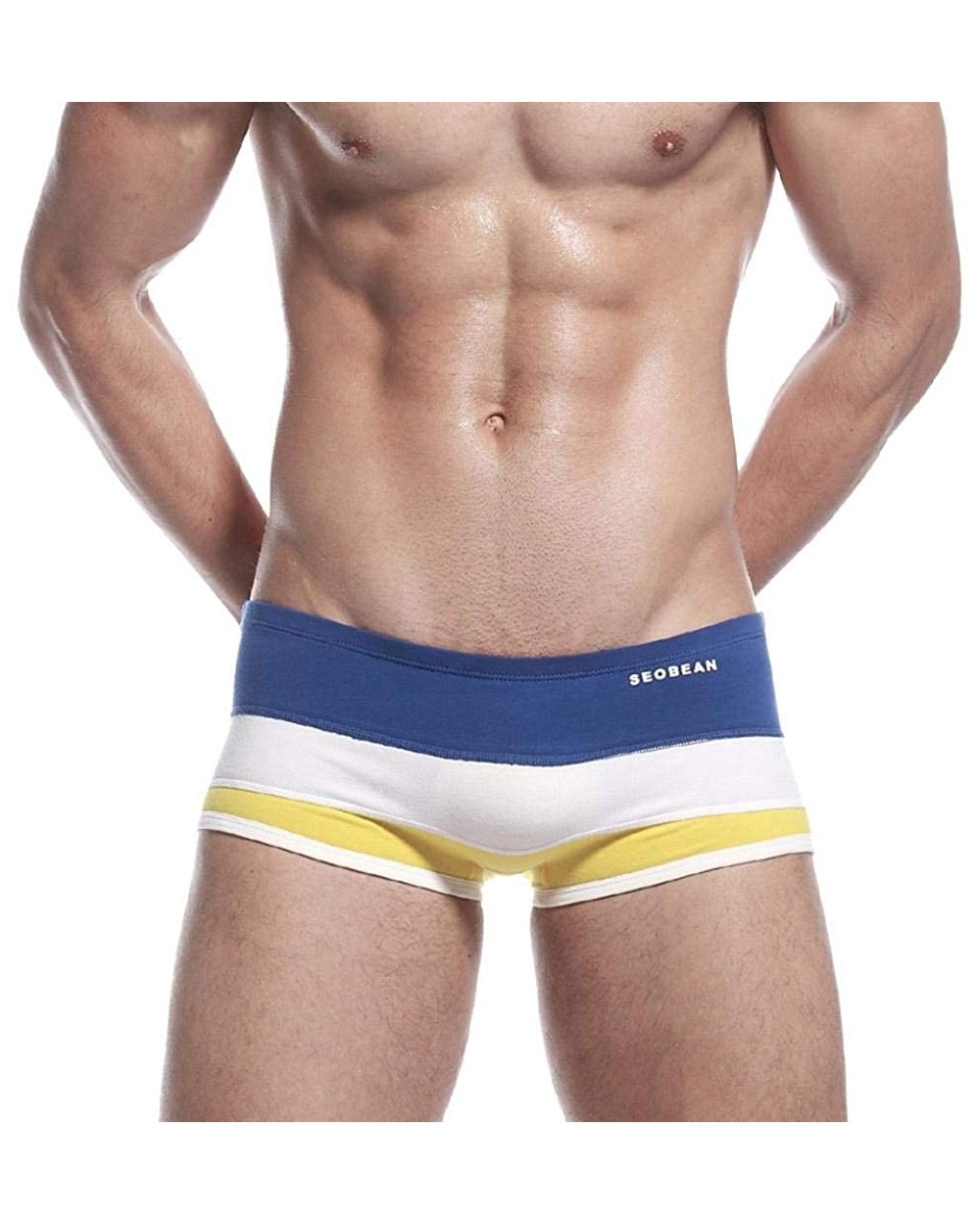 Men's Underwear Soft Breathable Color Stripe Cotton Boxer Underpants - Blue - CB18H9G2X2Y $14.64 Boxer Briefs