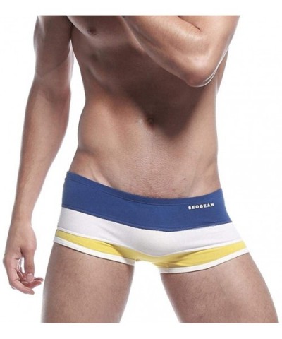 Men's Underwear Soft Breathable Color Stripe Cotton Boxer Underpants - Blue - CB18H9G2X2Y $14.64 Boxer Briefs