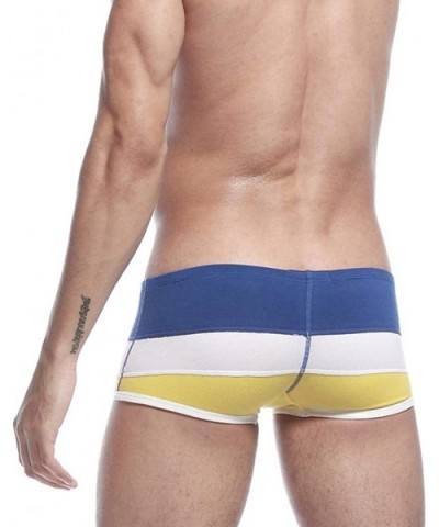 Men's Underwear Soft Breathable Color Stripe Cotton Boxer Underpants - Blue - CB18H9G2X2Y $14.64 Boxer Briefs