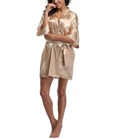 Women's Satin Wedding Kimono Bride Robe.Sleepwear Bridesmaid Robes Pajamas Bathrobe Nightgown Spa Very Beautiful- Lightweight...