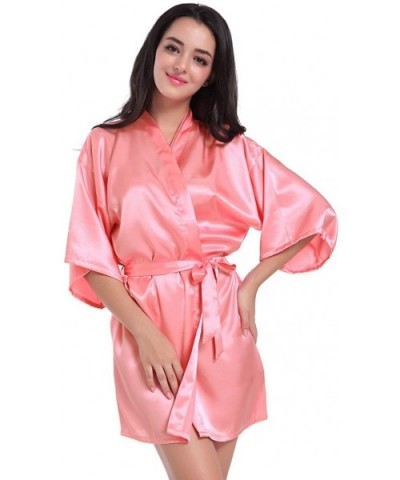 Women's Satin Kimono Robe for Bridesmaid and Bride Wedding Party Getting Ready Short Robe with Gold Glitter - Watermelon Red(...