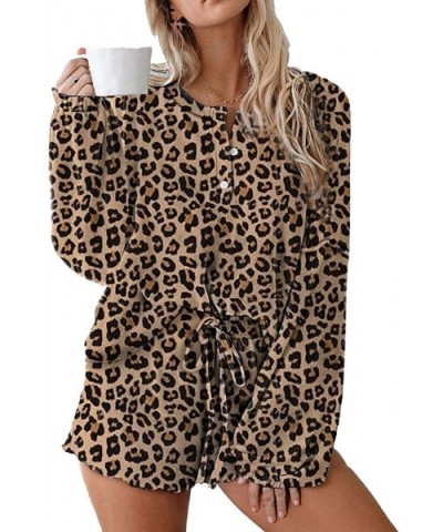 Women's Tie Dye Printed Short Pajamas Set Sleepwear Nightwear 2-Piece Sets - A Leopard - CN198DXZ8AX $41.91 Sets