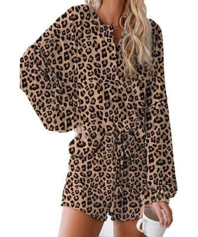 Women's Tie Dye Printed Short Pajamas Set Sleepwear Nightwear 2-Piece Sets - A Leopard - CN198DXZ8AX $41.91 Sets