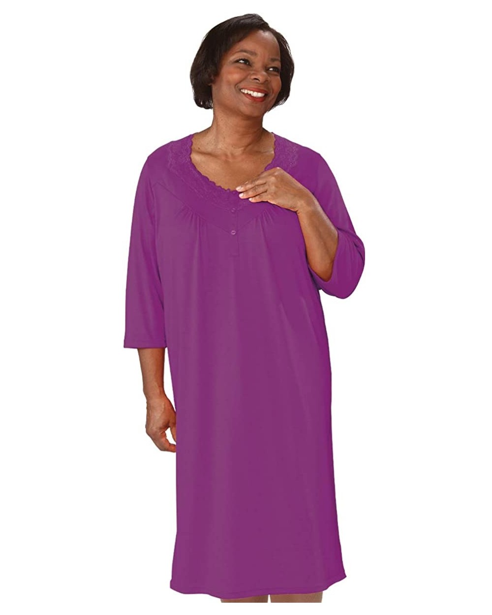 Womens Open Back Knit Nightgown with Diamond Neck and Soft - Purple - C9198A4MHZK $63.55 Nightgowns & Sleepshirts