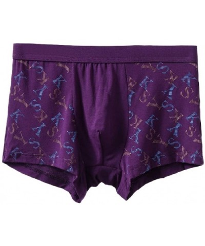 Mens Bulge Enhancing Breathable Modal Relaxed Full-Cut Plus Size Boxer Briefs - Purple - C118IOWC3W2 $41.15 Boxer Briefs