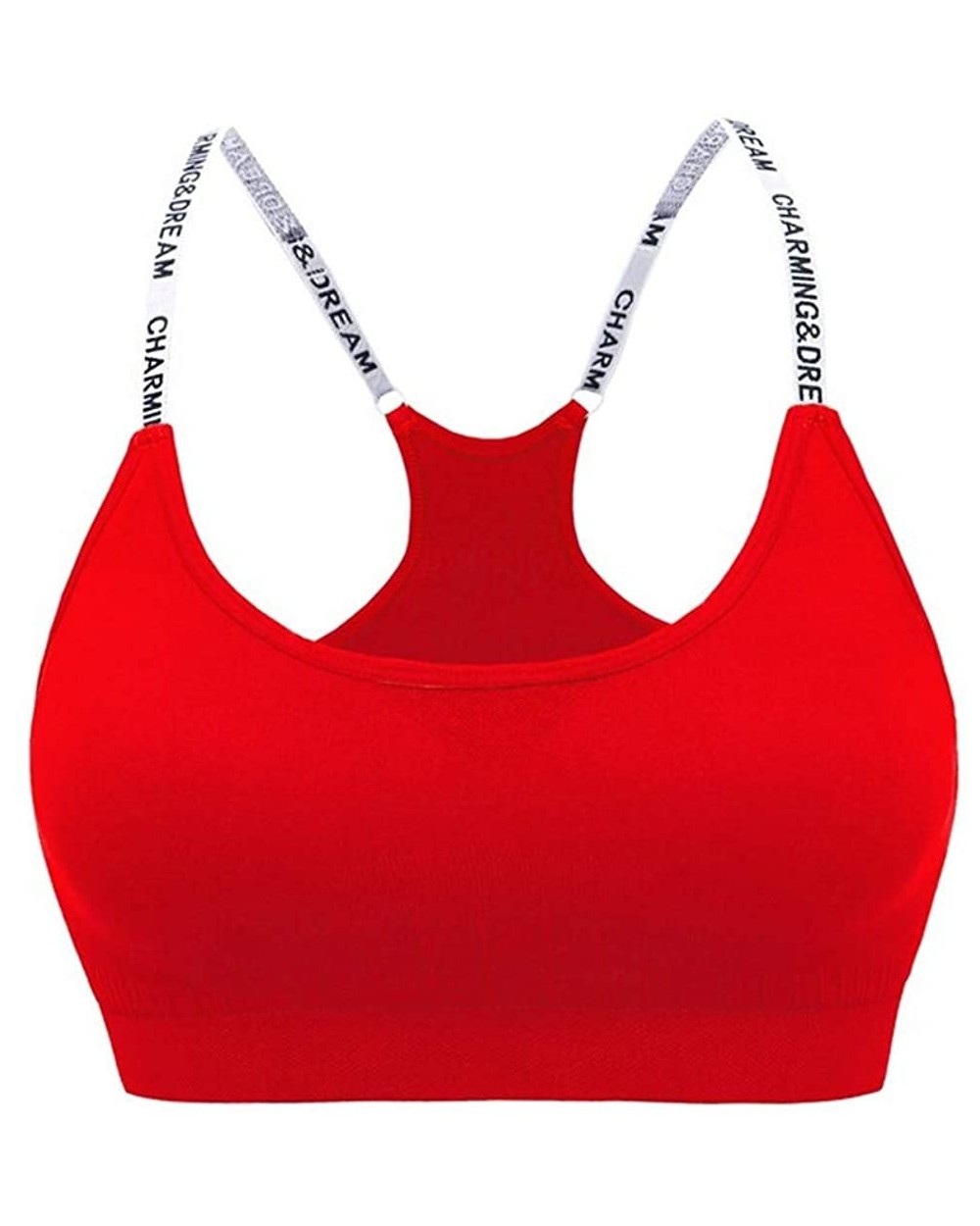 Women Bra V Neck Tube Top Bra Seamless Padded Camisole Bandeau Sports Bra Sleep Bra with Elastic Straps - Red - CZ193MZQRNL $...