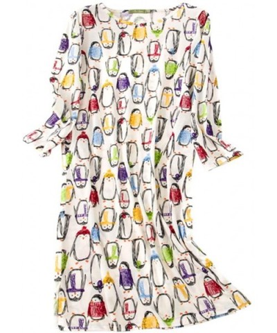 Women's Cotton Sleepwear Nightgown Long Sleeves Print Sleep Dress with Pockets - Penguin - C618XG6RTZK $15.19 Nightgowns & Sl...