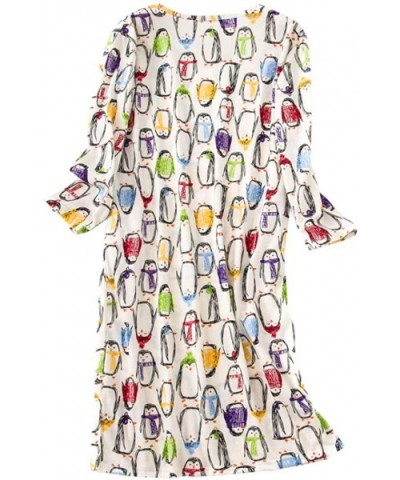 Women's Cotton Sleepwear Nightgown Long Sleeves Print Sleep Dress with Pockets - Penguin - C618XG6RTZK $15.19 Nightgowns & Sl...