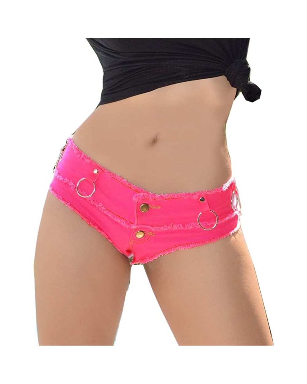 Womens Low Rise Mini Denim Shorts Denim Thong Cheeky Jeans Shorts - Rose - CW12MOHXW67 $28.22 Panties