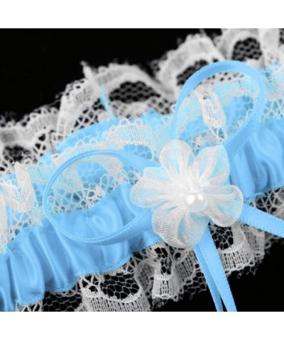 Set of 2 Retro Garter Bridal Leg Band Leg Garter with Bows and - Blue - C219CSTXE6M $21.56 Garters & Garter Belts