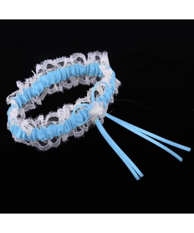 Set of 2 Retro Garter Bridal Leg Band Leg Garter with Bows and - Blue - C219CSTXE6M $21.56 Garters & Garter Belts