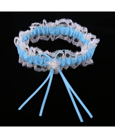 Set of 2 Retro Garter Bridal Leg Band Leg Garter with Bows and - Blue - C219CSTXE6M $21.56 Garters & Garter Belts