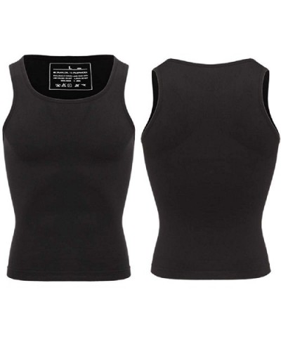 Men Plus Size Nylon Body Shaper Chest-Sport Workout Slimming Vest 2Pack - 2 Pack Black - CY18AR28YCL $35.74 Shapewear