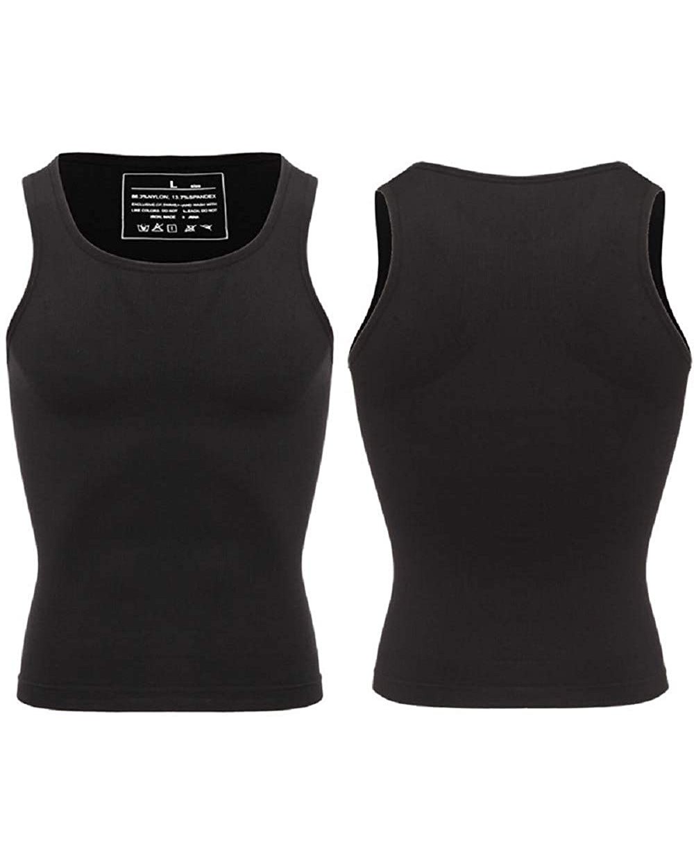 Men Plus Size Nylon Body Shaper Chest-Sport Workout Slimming Vest 2Pack - 2 Pack Black - CY18AR28YCL $35.74 Shapewear