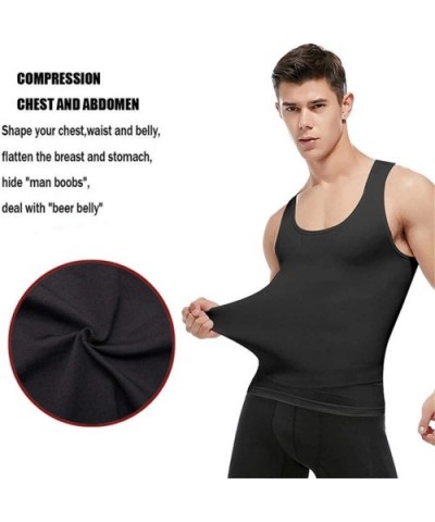 Men Plus Size Nylon Body Shaper Chest-Sport Workout Slimming Vest 2Pack - 2 Pack Black - CY18AR28YCL $35.74 Shapewear