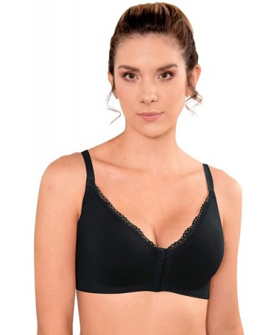 Women's Pima Cotton Front Closure Demi Bra - Black - CZ195K4KCM0 $78.01 Bras