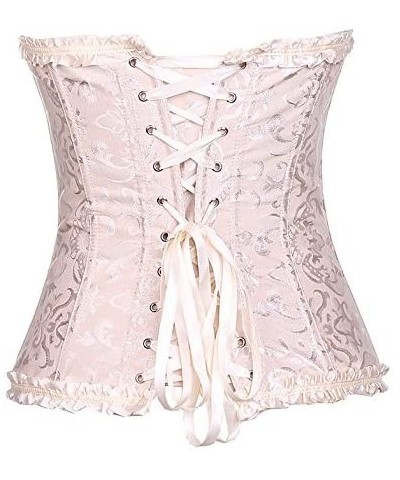 Women's Lace Up Boned Overbust Corset Bustier Bodyshaper Top Corsets for Women Lingerie - Apricot - CI18UNZIKCZ $34.39 Bustie...