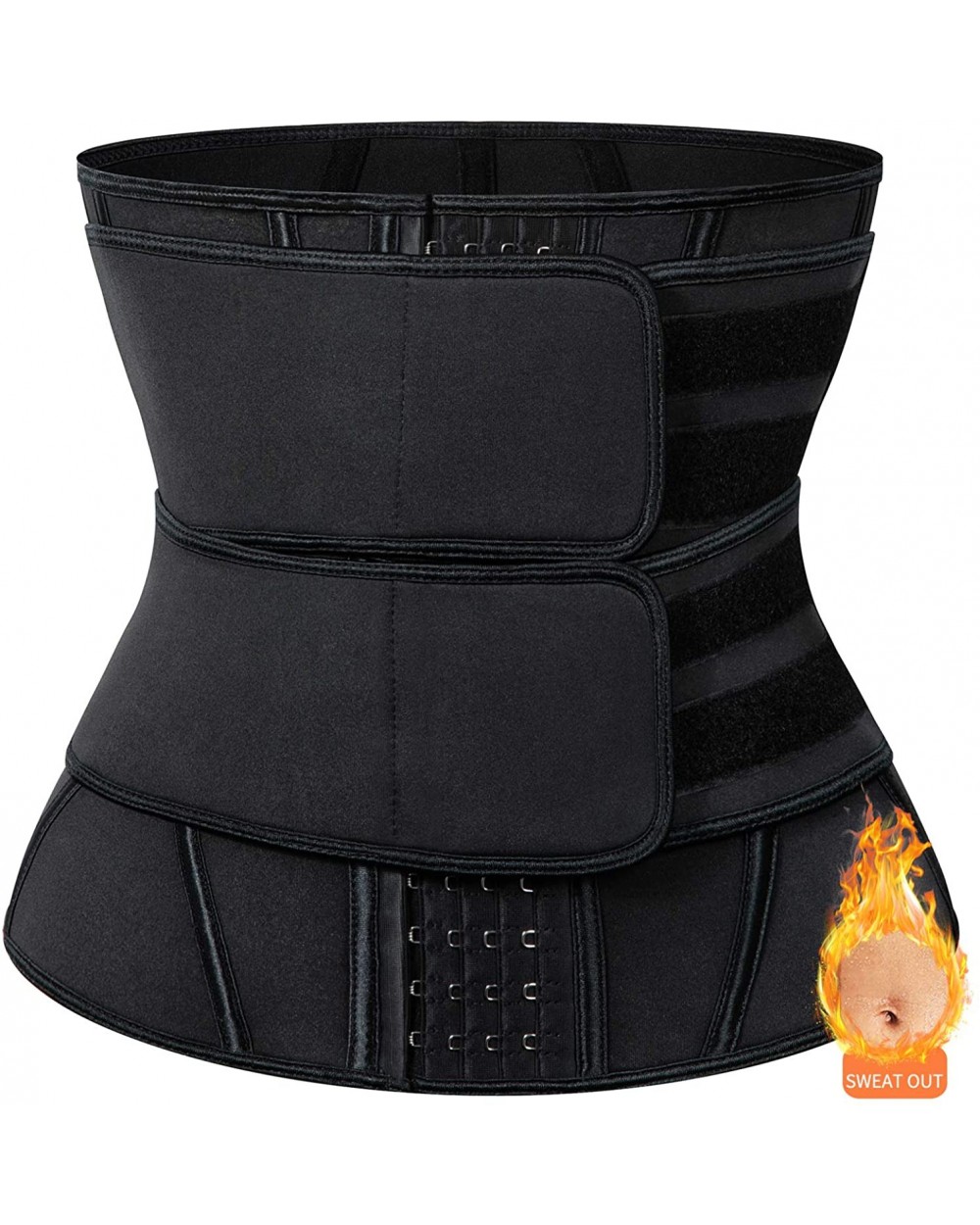 Neoprene Sweat Waist Trainer Corset Trimmer Belt for Women Weight Loss Sport Workout Waist Cincher Shaper Slimmer - Black(2be...