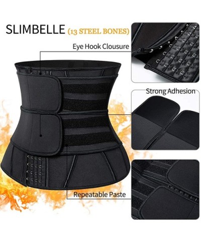 Neoprene Sweat Waist Trainer Corset Trimmer Belt for Women Weight Loss Sport Workout Waist Cincher Shaper Slimmer - Black(2be...