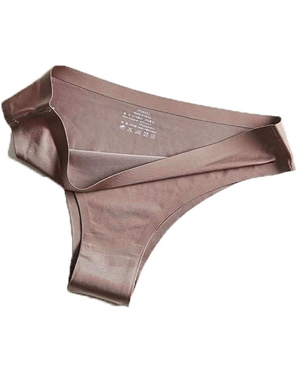 Women Yoga Briefs Ice Silk Seamless Low Waist Sporting Thong Solid Color Panties Briefs - Dark Coffee - CB195A5SYQE $56.58 Pa...