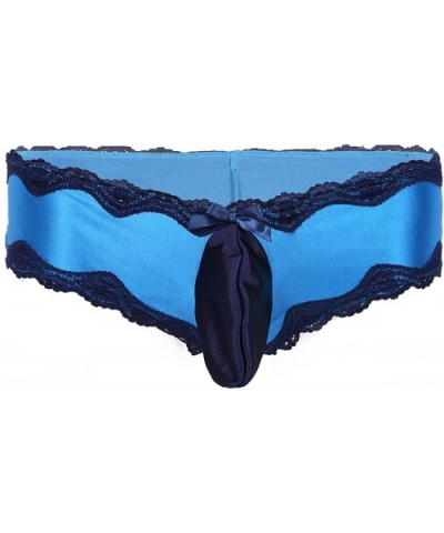 Men's Lingerie Lace Trim Bikini Briefs Underwear Underpants with Bulge Pouch - Blue - CI1859ICZKN $18.14 Briefs