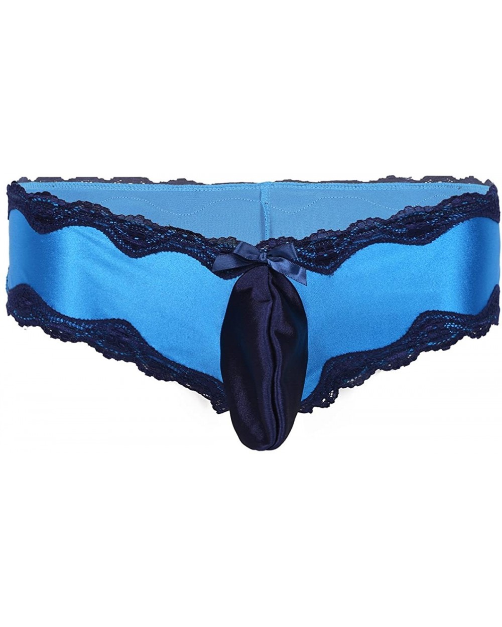 Men's Lingerie Lace Trim Bikini Briefs Underwear Underpants with Bulge Pouch - Blue - CI1859ICZKN $18.14 Briefs