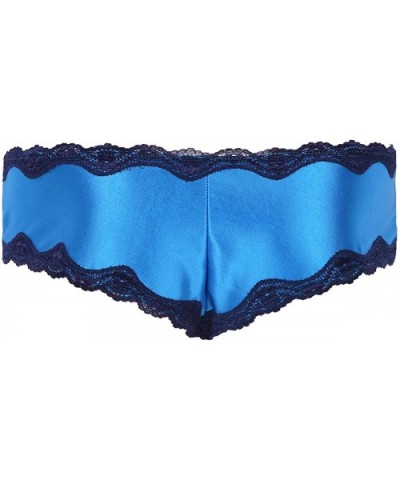 Men's Lingerie Lace Trim Bikini Briefs Underwear Underpants with Bulge Pouch - Blue - CI1859ICZKN $18.14 Briefs