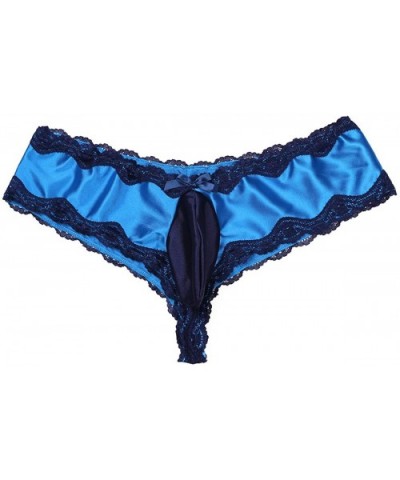 Men's Lingerie Lace Trim Bikini Briefs Underwear Underpants with Bulge Pouch - Blue - CI1859ICZKN $18.14 Briefs