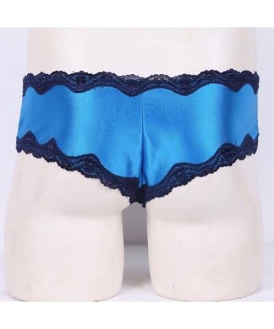 Men's Lingerie Lace Trim Bikini Briefs Underwear Underpants with Bulge Pouch - Blue - CI1859ICZKN $18.14 Briefs