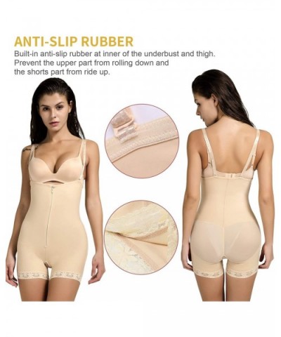 Women Full Body Shapewear Bodysuit Fajas Compression Garments After Liposuction Open Bust Shaper with Zipper - Beige - CL18YO...