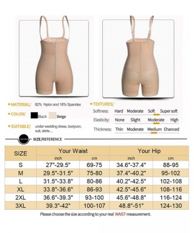 Women Full Body Shapewear Bodysuit Fajas Compression Garments After Liposuction Open Bust Shaper with Zipper - Beige - CL18YO...