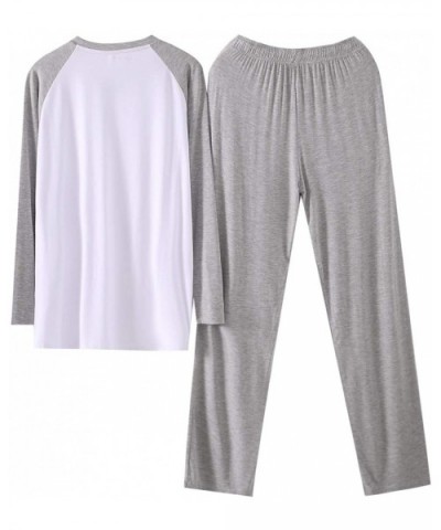 Mens Sleepwear Pajamas Set Long Sleeve Crew Neck Tops and Lounge Pants with Pockets - Dark Gray+black - CP198H8SIQW $66.43 Sl...