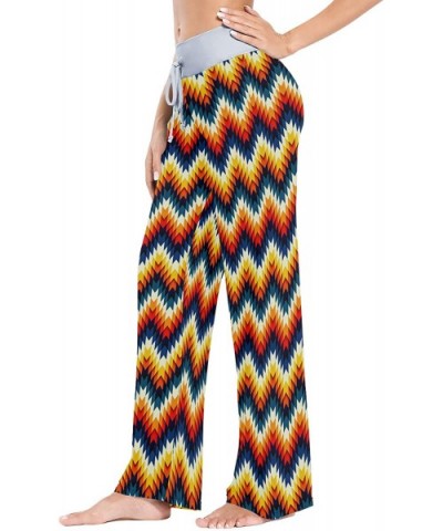 Women's Comfy Pajama Pants Drawstring Palazzo Lounge Pants Wide Leg Sleepwear - Navajo Southwest Native American Geometric - ...