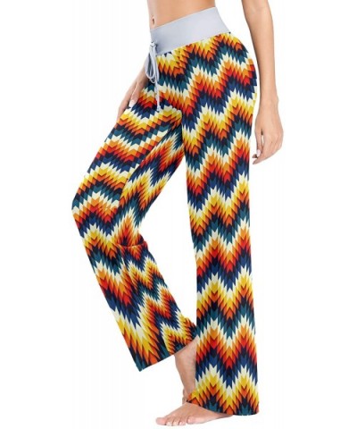 Women's Comfy Pajama Pants Drawstring Palazzo Lounge Pants Wide Leg Sleepwear - Navajo Southwest Native American Geometric - ...