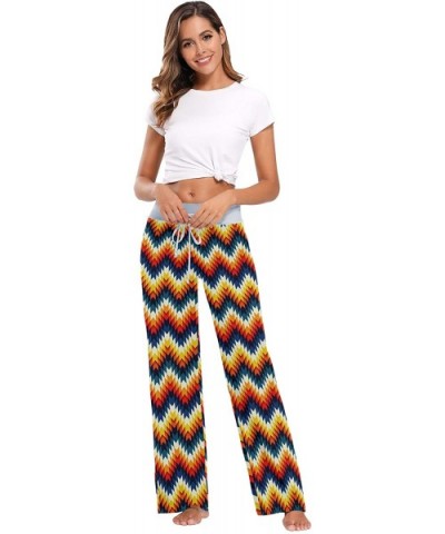 Women's Comfy Pajama Pants Drawstring Palazzo Lounge Pants Wide Leg Sleepwear - Navajo Southwest Native American Geometric - ...