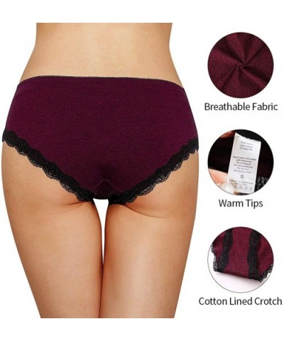 Womens Cotton Underwear Hipster Panties Lace Trim Briefs Pack of 4 - Lace Trim-black/Black/Wine/Blue - C718E7ISAEC $30.37 Pan...