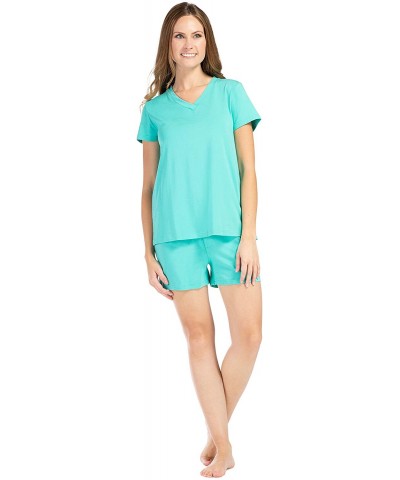 Ecofabric Pajamas Shorts and Tee Set Comfort Fit - Turquoise - C118RY2TCT2 $55.85 Sets