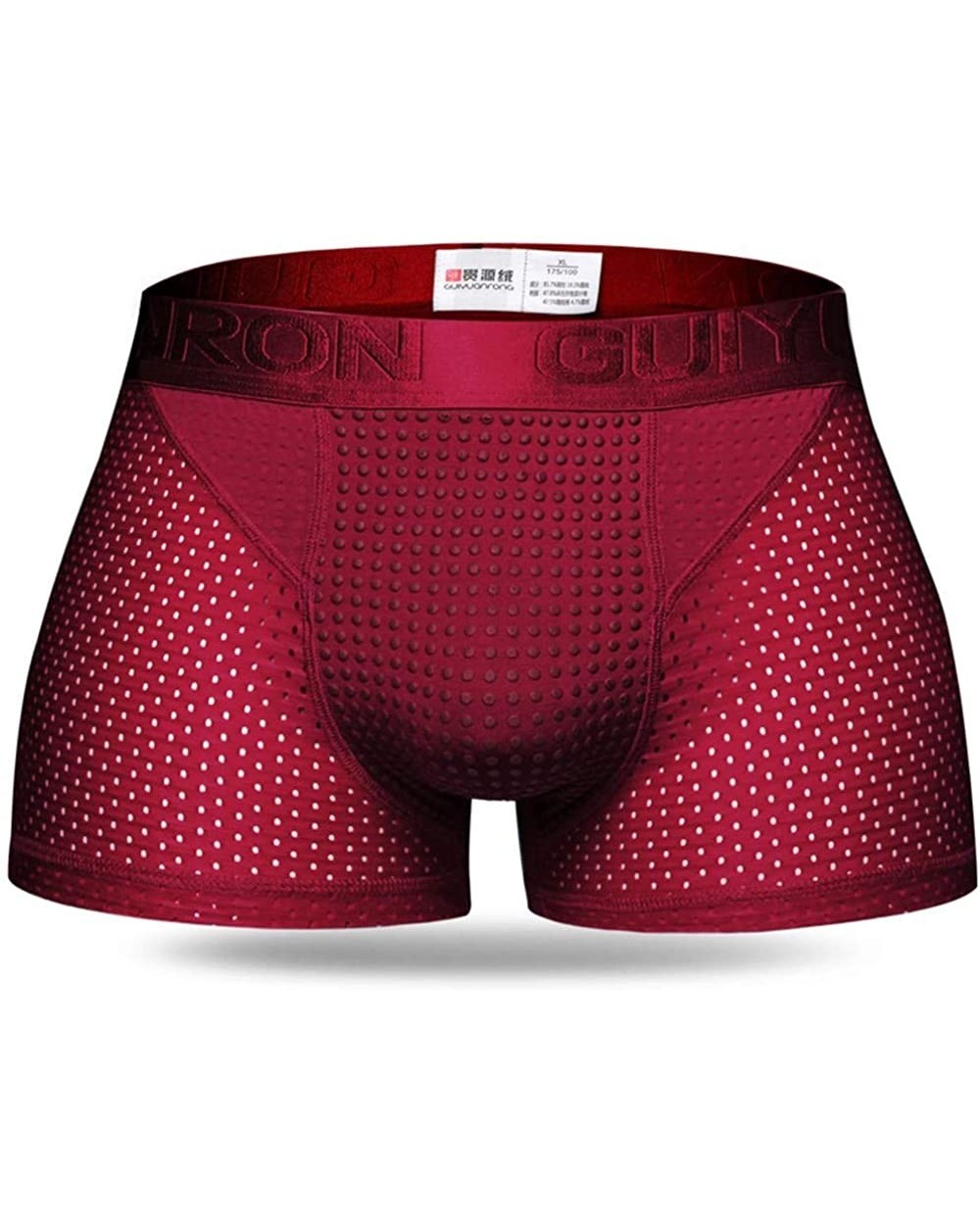 Mens Sexy Nylon Mesh Magnetic Therapy Health Care Breathable Inner Pants Underwear Briefs - Burgundy - CT18L7HYR60 $23.86 Briefs