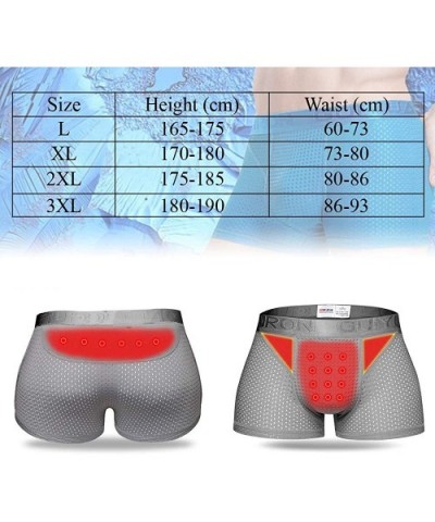 Mens Sexy Nylon Mesh Magnetic Therapy Health Care Breathable Inner Pants Underwear Briefs - Burgundy - CT18L7HYR60 $23.86 Briefs