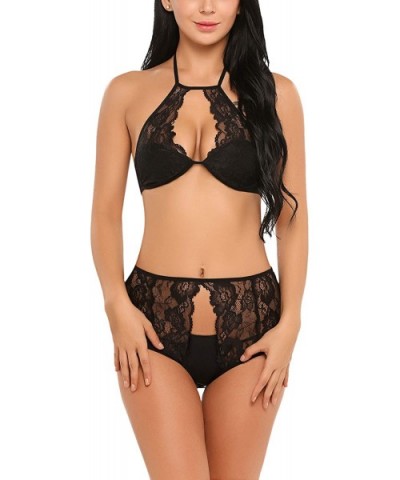 Lingerie Lace Babydoll 2 Piece Outfits Sexy Bra and Panty Sets - Black - CD18OW7UMMC $12.17 Sets