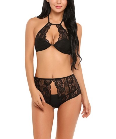 Lingerie Lace Babydoll 2 Piece Outfits Sexy Bra and Panty Sets - Black - CD18OW7UMMC $12.17 Sets