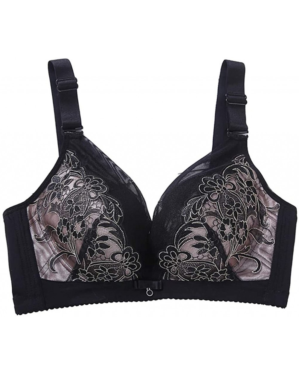 Female Comfortable Bras Lace Sports Bra Without Steel Ring Sports Underwear - Black - C018YGK0L2Y $21.78 Bustiers & Corsets